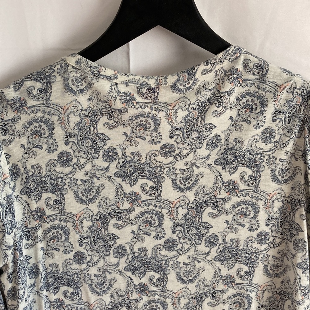 Lucky Brand Long Sleeve Printed Boho Peasant Blouse Size L - Picture 5 of 13